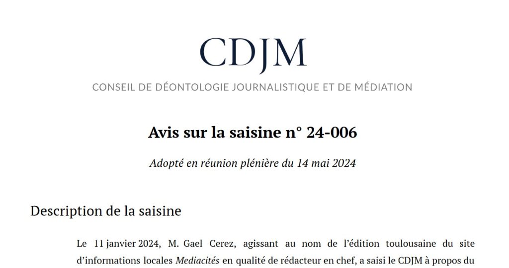 Le conseil de déontologie journalistique et de médiation épingle <i>La Dépêche du Midi</i>