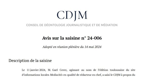 Avis CDJM Mediacites vs DDM juin 2024