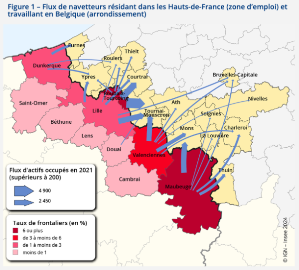 Carte navetteurs français en Belgique